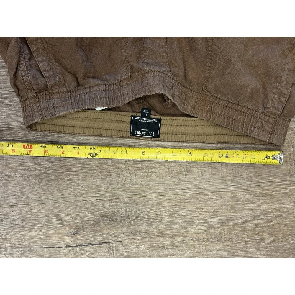 Todd Snyder Brown Utility Jogger Pants Mens Elastic Waist Cuffed Workwear Sz L